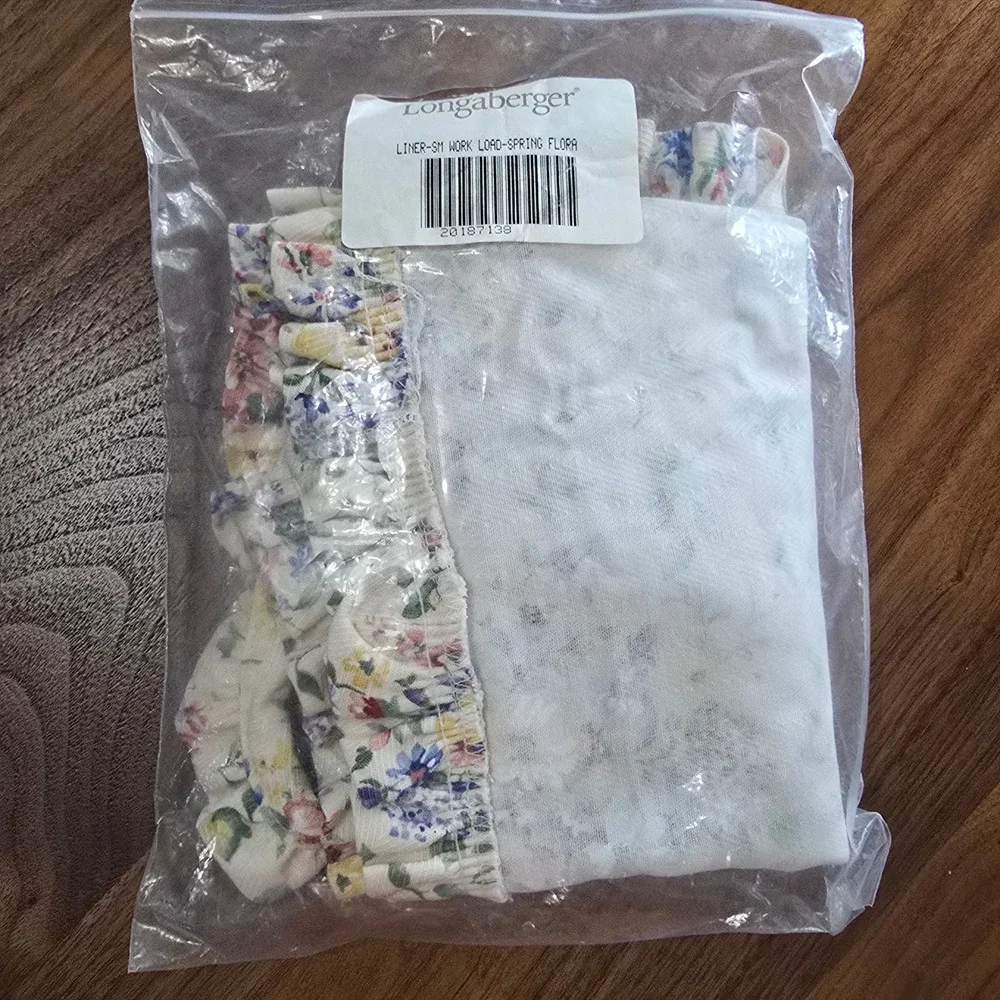 Longaberger Spring Flora Small Work Load Basket Liner Floral Ruffle Multicolor